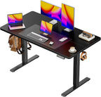55 x 28 Large Electric Standing Desk, Height Adjustable Computer Desk, 27.6" Deep Desktop, Stand up Gaming Office Desk with 2 Hooks, 3 Preset Heights, for Home Office, Rustic Brown