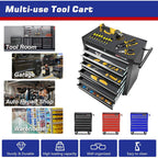 POVANLI  7-Drawer Rolling Tool Chest with Wheels Multifunctional Tool Chest Portable Tool Storage Cabinet with Locking System for Garage Workshop Warehouse Repair Shop