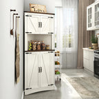 Blotout 68" Tall Farmhouse Corner Cabinet with 4 Doors, 28.3" W Barn Door Storage Cabinet with Adjustable Shelves, 5 Tier Corner Storage Cabinet for Bathroom,Living Room,Kitchen