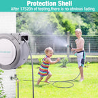 HAUSHOF 1/2" x 100 ft Retractable Garden Hose Reel with Automatic Rewind, 10-Pattern Spray Nozzle, Durable High-Pressure Hose, and 180- Swivel Bracket -C Perfect for Watering Gardens, Cleaning Patios