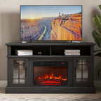 BELLEZE 58" TV Stand with 23" Electric Fireplace, Fireplace TV Console for TVs up to 65", Home Entertainment Center with Storage Cabinet and Adjustable Shelves - Astorga (Gray Wash)