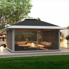AOILE 13x13FT Pop-Up Patio Gazebo, Outdoor Canopy Tent with Mesh Walls, Double Roof & Carry Bag