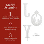 Best Choice Products 46in Outdoor JOY Christmas Nativity Decoration w/ Weather Resistant PVC, Ground Stakes - Red/White