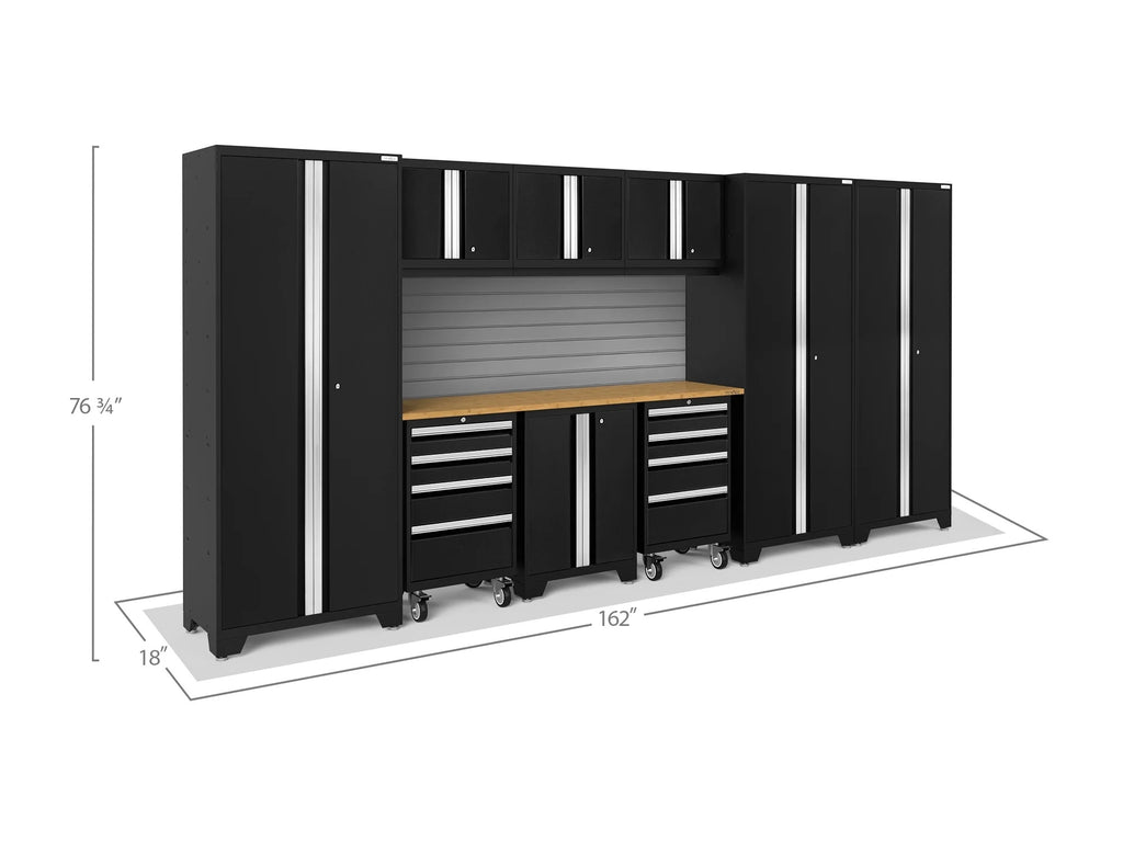 NewAge Products Bold Series Gray 10 Piece Cabinet Set, Heavy Duty 24-Gauge Steel Garage Storage System, Slatwall Included