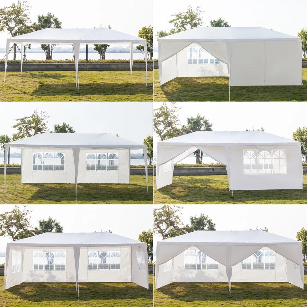 10'x20' Outdoor Party Tent with 6 Removable Sidewalls, Waterproof Canopy Patio Wedding Gazebo, White