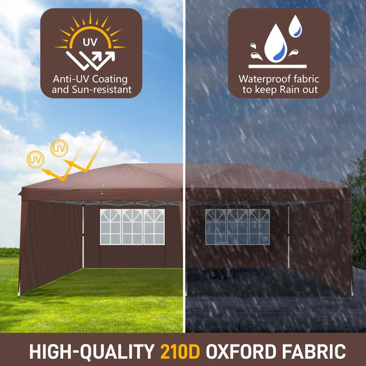 UBesGoo Ez Pop Up Patio Canopy Tent Gazebo Outdoor Party with 6 Sidewalls 10 x 20 ft Blue