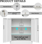 Metal Storage Cabinet, Garage Metal Cabinet with Doors, Adjustable Shelf Height & Steel Lockable Storage Cabinet, Tool Cabinets for Office, Home, Gym, School and Kitchens