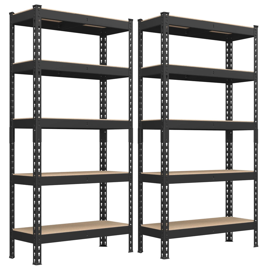 Set of 2 Heavy-Duty 5-Tier Storage Shelves, 2310 lb Total Capacity, Boltless Adjustable Steel Shelving Units for Garage Basement, 59.1" H, Black