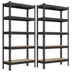 Set of 2 Heavy-Duty 5-Tier Storage Shelves, 2310 lb Total Capacity, Boltless Adjustable Steel Shelving Units for Garage Basement, 59.1" H, Black