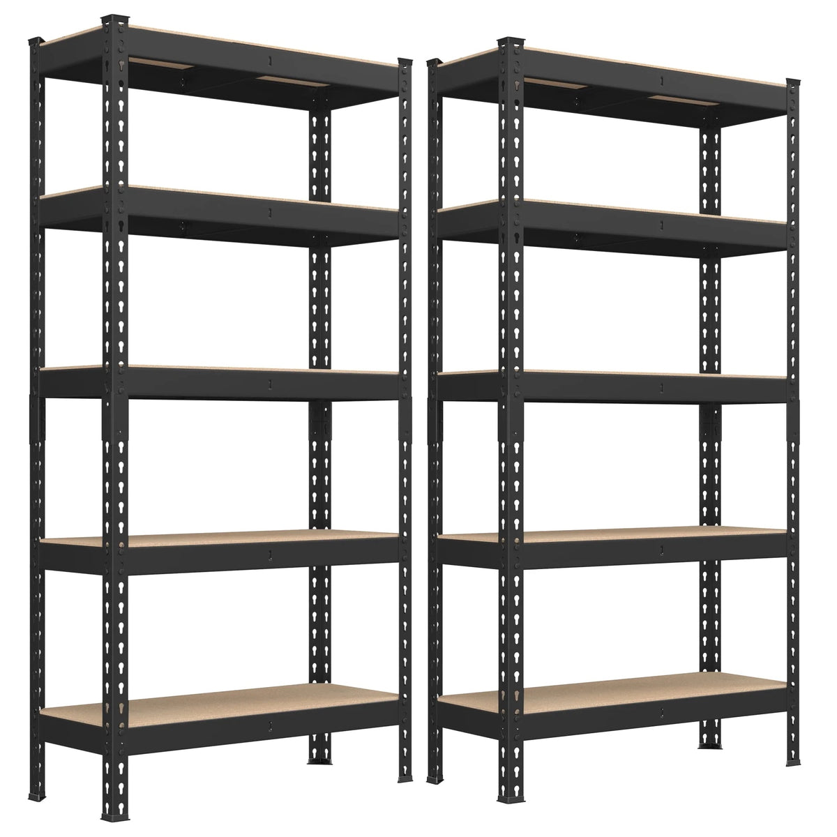 Set of 2 Heavy-Duty 5-Tier Storage Shelves, 2310 lb Total Capacity, Boltless Adjustable Steel Shelving Units for Garage Basement, 59.1" H, Black