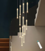 Modern Crystal Pendants Lighting Mini Chandelier for Kitchen Island LED Dimmable Ceiling Handing Lighting Adjustable Flush Mount Ceiling Light for Dining Room Hallway
