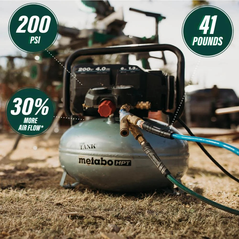 Metabo HPT Air Compressor, THE TANK, Portable Pancake Air Compressor 200 PSI, 6 Gallon Tank, Versatile for Use with Framing, Siding, Finish, Brad or Roofing Nailers, EC914S