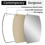 Modern Oblong Metal Wall Mirror, Decorative Elongated Hanging Mirror for Living Room, Bedroom and Entryway