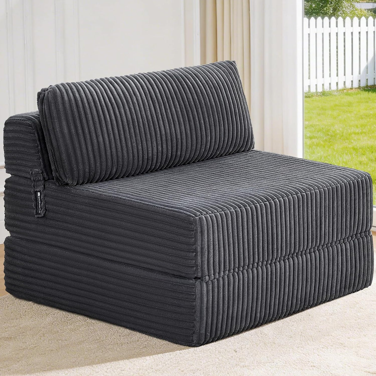 Folding Sofa Bed Convertible 4 in 1 Sleeper Chair Gray Single