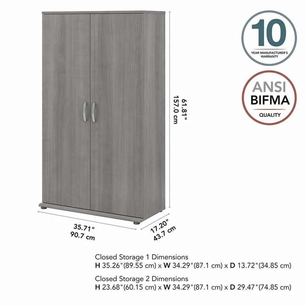Pemberly Row Tall Garage Storage Cabinet in Platinum Gray - Engineered Wood