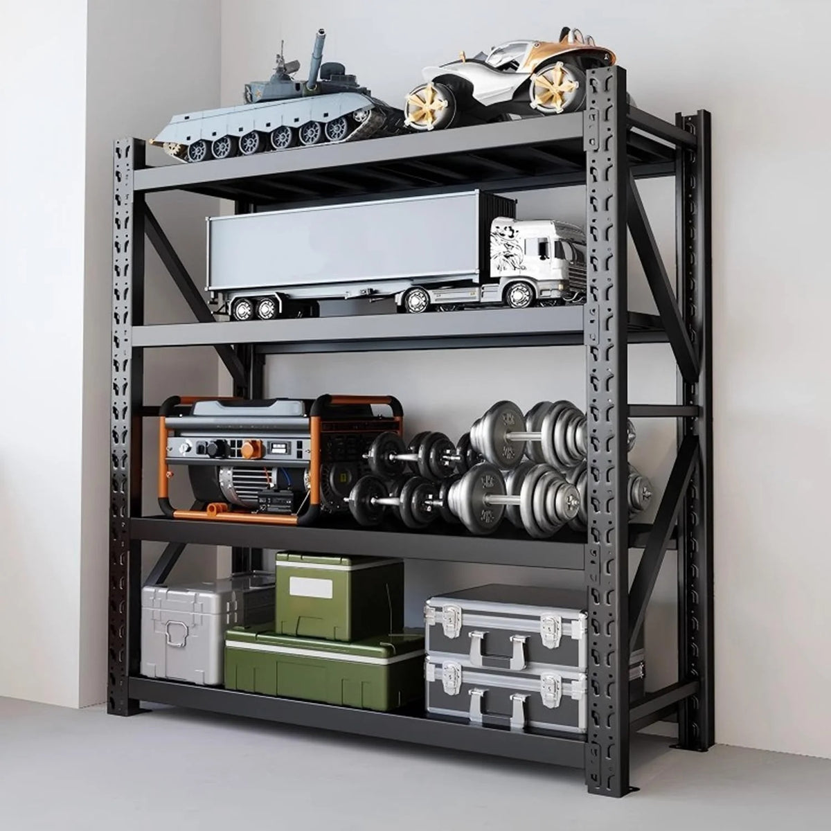 59" W Garage Shelving,5-Tier Heavy Duty Shelving Unit,3000LBS Adjustable Metal Storage Shelves,Storage Rack Units for Industrie,Shed,Warehouse,Basement,Black,59" W x 20" D x 72" H