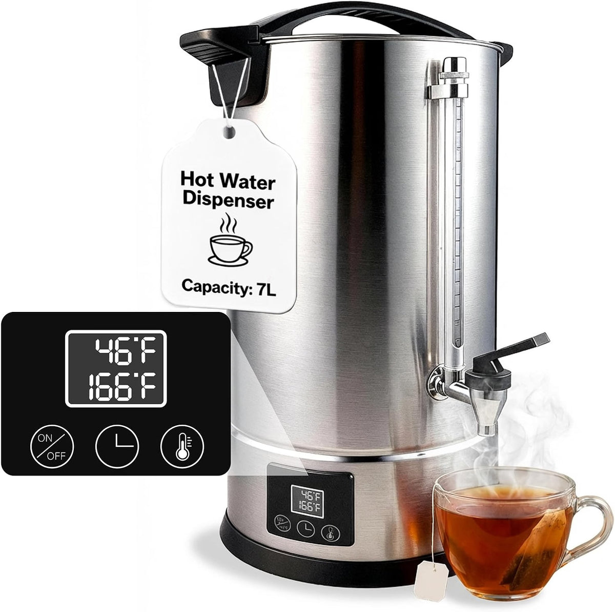 7L (30 Cups) Hot Water Dispenser Urn, Commercial Hot Water Boiler