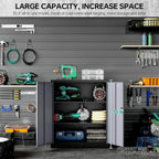 HLL 36 inch Metal Storage Cabinet with Doors and Shelves,Small Black Locking Garage Cabinet,Lockable Short Steel Cabinets for Home,Office,Shop,Garage