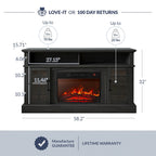 BELLEZE 58" TV Stand with 23" Electric Fireplace, Fireplace TV Console for TVs up to 65", Home Entertainment Center with Storage Cabinet and Adjustable Shelves - Astorga (Gray Wash)