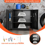 Aobabo Metal Storage Cabinet with Lock & Pegboard,Garage Storage Cabinet with 5 Adjustable Shelves,Tool Storage Cabinets for Home Office Garage,Assembly Required,Black