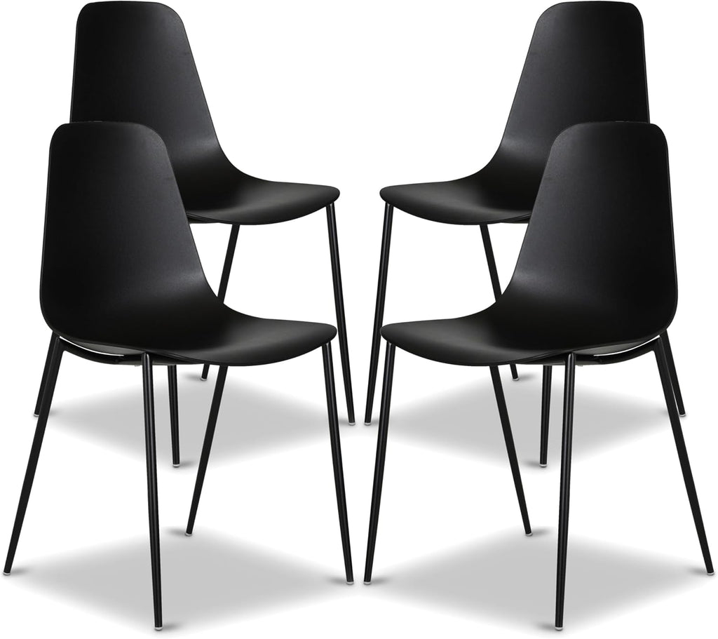 Isla Modern Kitchen Chairs Set of 4, Plastic Dining Chair with Metal Legs, Quick Assembly Simple Cafe Chairs Plastic for Indoor or Outdoor, Ocean Teal