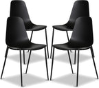 Isla Modern Kitchen Chairs Set of 4, Plastic Dining Chair with Metal Legs, Quick Assembly Simple Cafe Chairs Plastic for Indoor or Outdoor, Ocean Teal