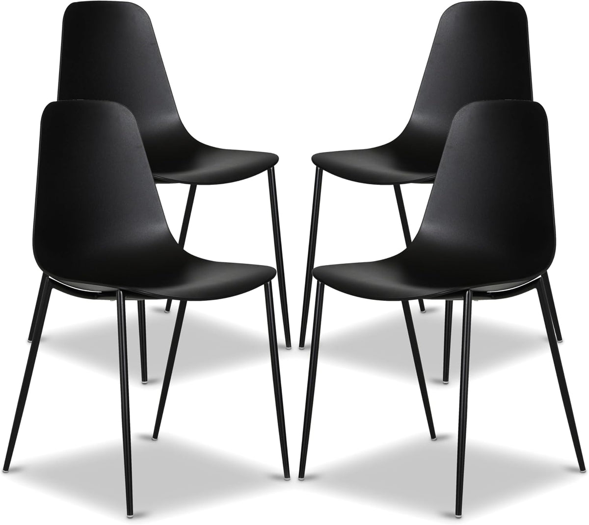 Isla Modern Kitchen Chairs Set of 4, Plastic Dining Chair with Metal Legs, Quick Assembly Simple Cafe Chairs Plastic for Indoor or Outdoor, Ocean Teal