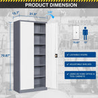 Fesbos Metal Garage Storage Cabinet,71" H Tall White Cabinet with 2 Doors and 5 Adjustbale Shelves,Lockable Tool Cabinet for Garage, Basement, Home Office