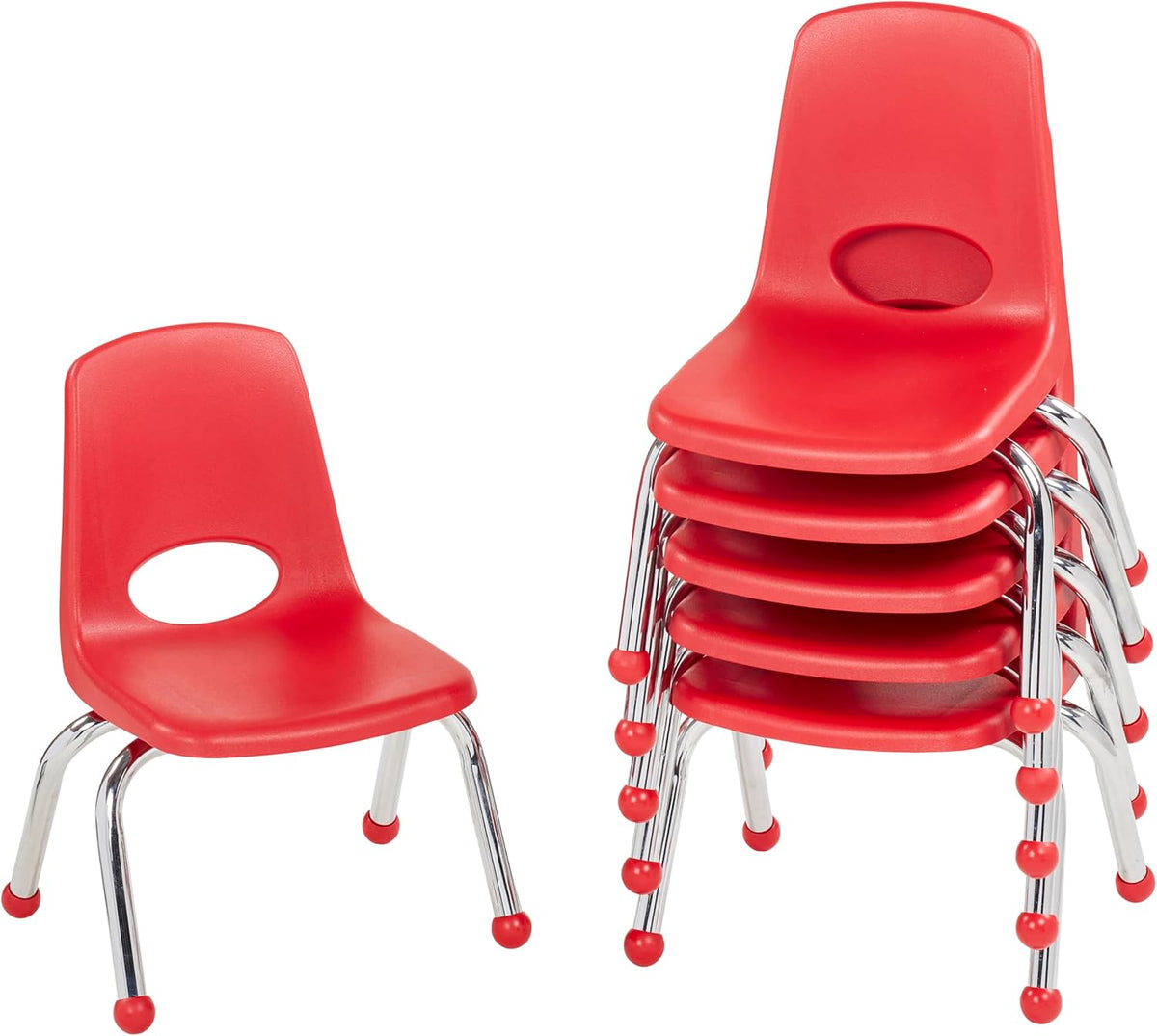 10" School Stack Chair with Swivel Glides, Purple, 6-Pack