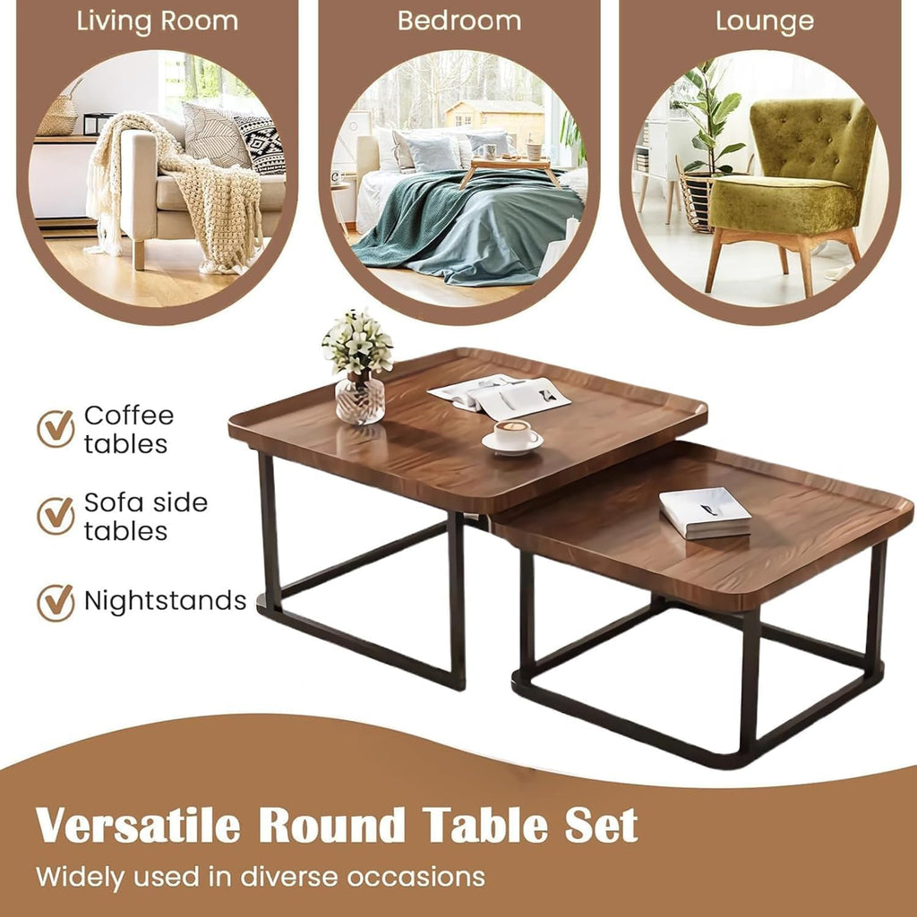 Nesting Coffee Table Set of 2, 23.6"+19.7" Nesting Tables