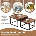 Nesting Coffee Table Set of 2, 23.6"+19.7" Nesting Tables