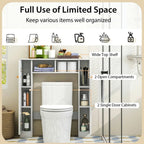 Topcobe Over The Toilet Storage Cabinet with 2 Open Compartments and 4 Adjustable Shelves, Bathroom Furniture, Bathroom Shelves, White