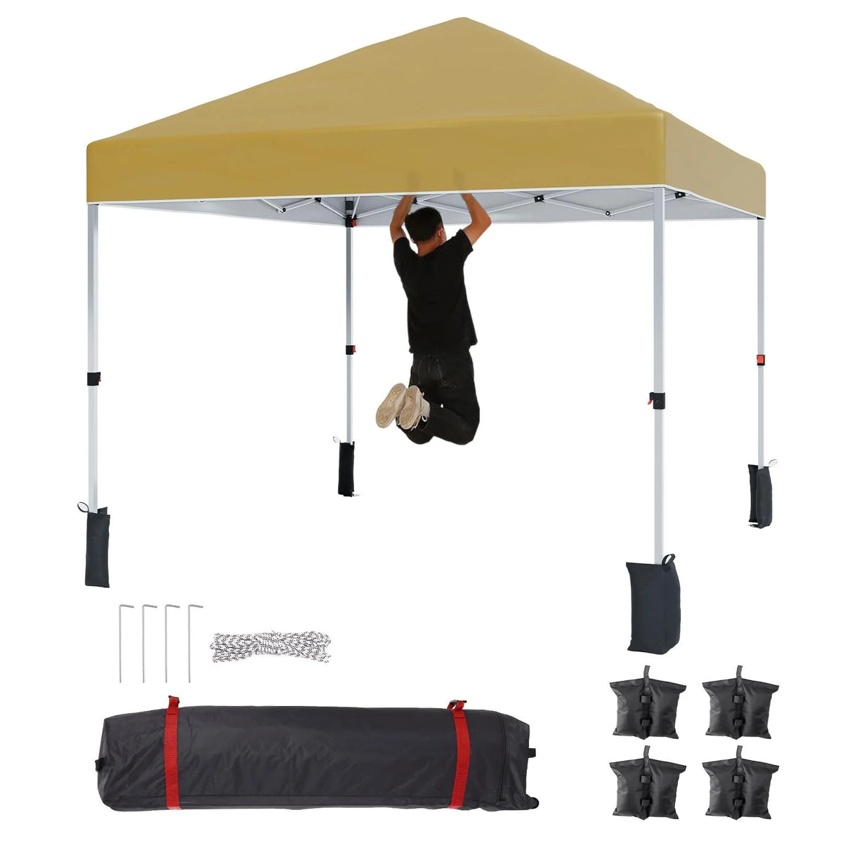 Luku 10x10ft Instant Pop-Up Canopy Tent with Patented Center Lock System, Portable Wheeled Carry Bag, Adjustable Height Straight Legs for Outdoor, Garden, Market, Patio, Yard