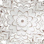 3-Piece Distressed White Floral Carved Wood Wall Decor Set, Vintage Medallion Hanging Art for Home Decoration