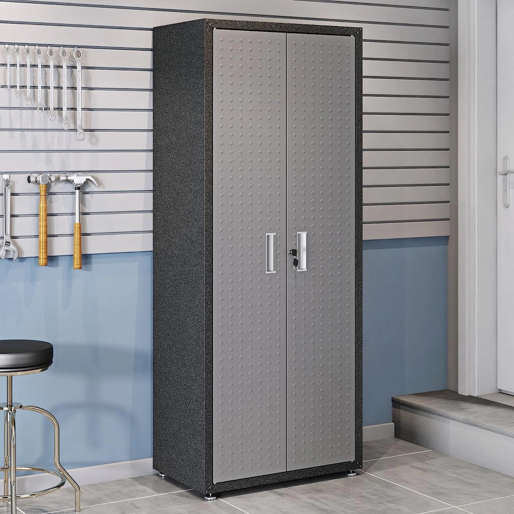 Manhattan Comfort Fortress Standing Cabinet Storage, Black/Gray