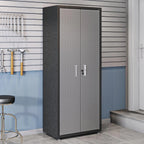 Manhattan Comfort Fortress Standing Cabinet Storage, Black/Gray