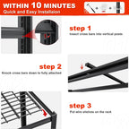 REIBII 55" W Wire Shelving Garage Shelves Heavy Duty 3000lbs Adjustable 5-Tier Storage Rack