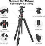 71" Foldable Aluminum Camera Tripod and Monopod, Adjustable Photography Tripod Stand for Cameras and Video