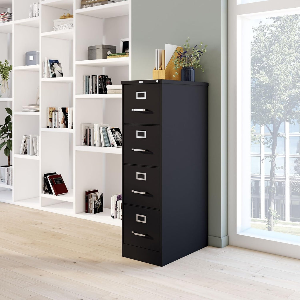 4-Drawer Lockable File Cabinet, Black