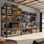 72.12" H Garage Shelving, Storage Shelves Load 2100LBS, 5-Tier Adjustable Shelving Unit with Thickened Wooden Boards for Multiple Scenarios, 72.12" H x 35.55" W x 11.85" D, Black