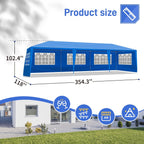 10'x30' Outdoor Party Tent with 8 Removable Sidewalls - Waterproof Canopy Patio Wedding Gazebo for Backyard Events, Blue