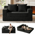 Convertible Sofa Bed, Loveseat Folding Floor Futon Sleeper Sofa Couch Bed- Boneless Foldable Couch, Corduroy Pull Out Sofa Bed with 2 Pillows for Living Room & Bedroom