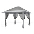 13 X 13 Pop Up Gazebo with Mosquito Netting,Outdoor Patio Gazebo,Outdoor Canopy Tent with Mosquito Netting,Backyard Tent,Olive Green + Hemp Grey