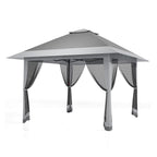13 X 13 Pop Up Gazebo with Mosquito Netting,Outdoor Patio Gazebo,Outdoor Canopy Tent with Mosquito Netting,Backyard Tent,Olive Green + Hemp Grey