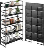 Vintage Multifunctional Folding Bookshelf, No-Assembly Plant Stand Storage Rack Shelves for Home Office (White, 5-Tier)