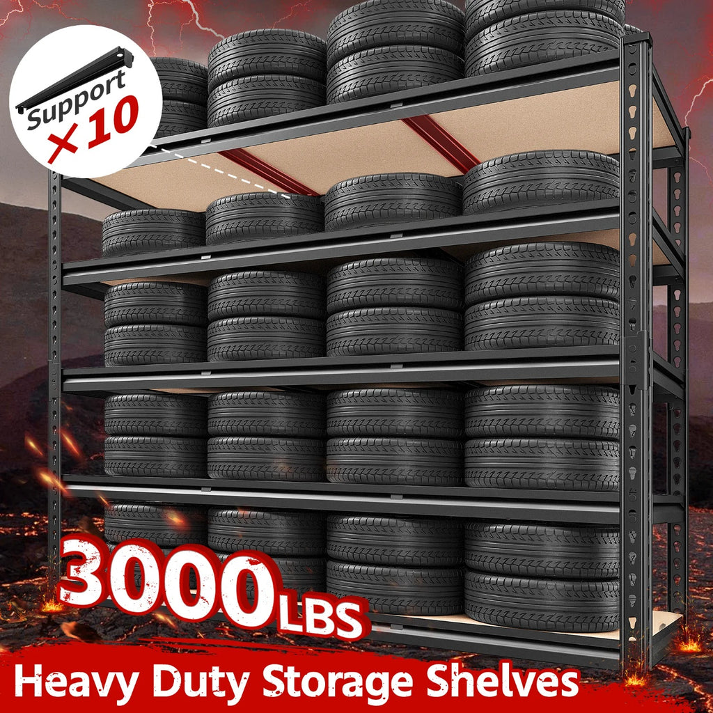 REIBII 48"W Heavy Duty Shelving 3000LBS Steel Shelving Adjustable Garage Storage Industrial Shelf,48"W x 24"D x 72"H