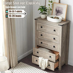 48 Inch Tall Farmhouse Wood Dresser, 5 Drawer Chest of Drawers for Bedroom