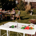 Folding Fish Cleaning Table, Outdoor Camping Sink Station with Sink & Faucet Drainage Hoses, Portable Camping Sink Table for Beach Fishing Patio Picnic