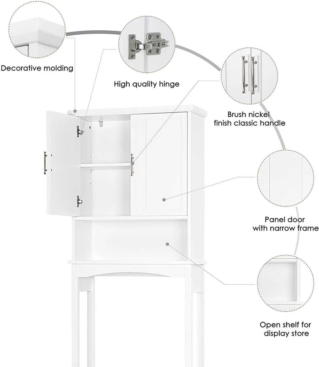 Spirich Home Over The Toilet Storage Cabinet, Bathroom Shelf Over Toilet, Bathroom Organizer Space Saver, White