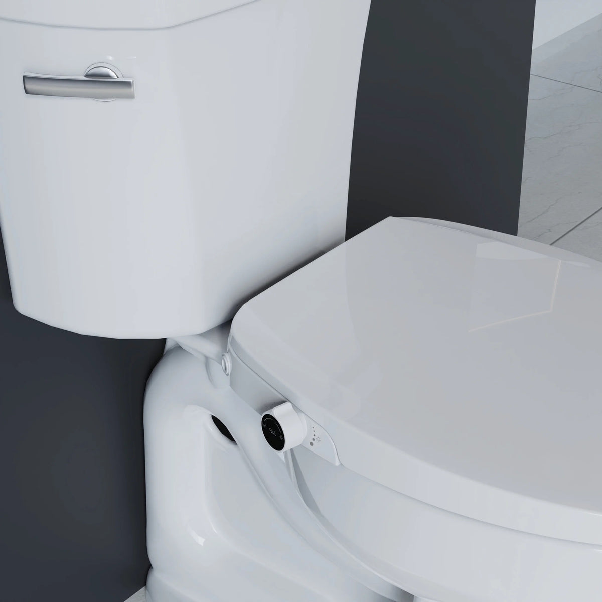 Mainstays Elongated Non-Electric Bidet Toilet Seat with Dual Self-Cleaning Nozzles, Daisy White